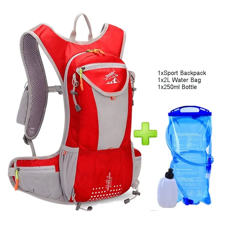 red with water bag 15L водонепроницаемый велосипедный рюкзак дышащая велосипедная сумка нейлоновая велосипедная походная альпинистская Походное питье рюкзак с 2L сумка для воды - Цвет: red with water bag