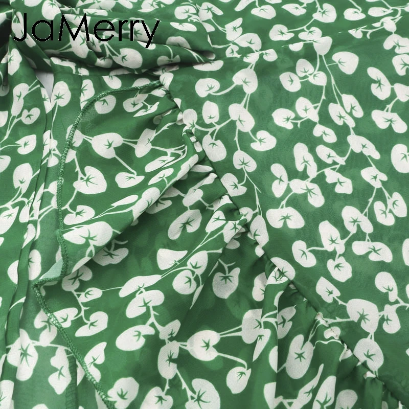 JaMerry, Boho, с высокой талией, с поясом, длинные юбки, женские, с цветочным рисунком, весна-лето, юбки, женские, асимметричные, с оборками, пляжные, летние юбки