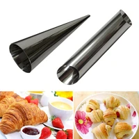 2 piece set stainless steel spiral baked croissants diy horn tube baking cake mold for cream horns chocolate cones 2 style