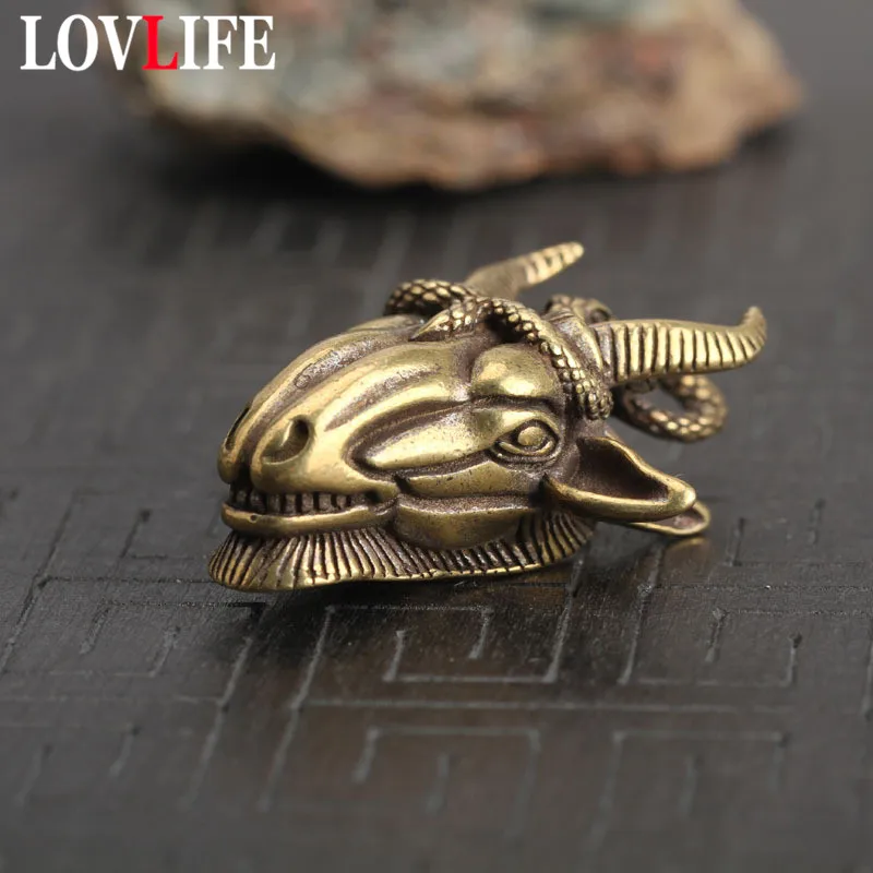 Медная змея голова Овцы брелоки подвески винтажные латунные подвесные