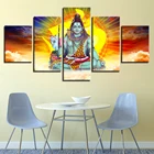 HD Печатный Декор для дома, гостиной, настенная живопись, 5 шт., Индийский Бог, Властелин Шива и солнечный свет, пейзаж, холст, фотографии, модульные