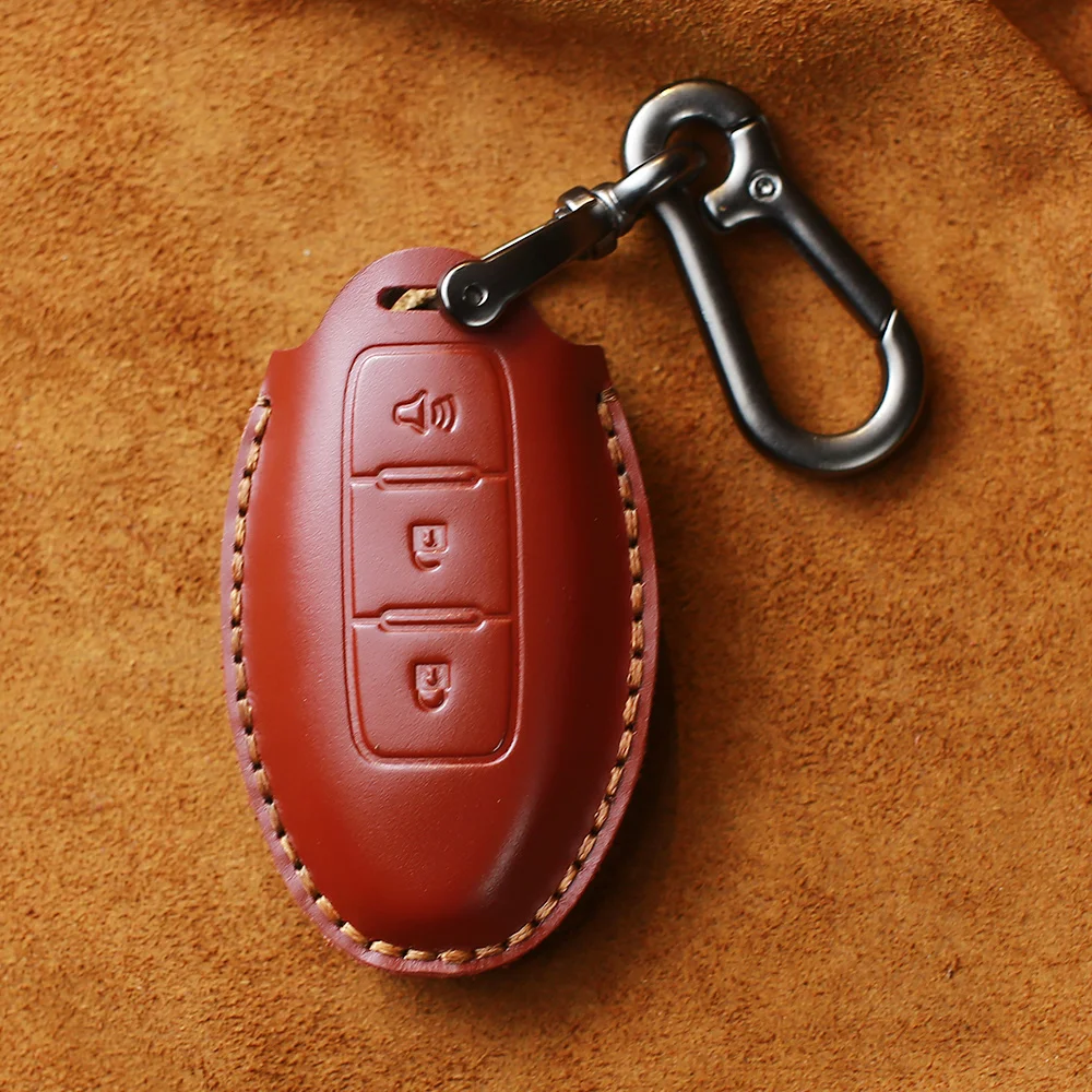 Кожаный чехол для ключей Dandkey Nissan Qashqai Pathfinder Versa Tidda Murano Rogue X Trail Smart Car Remote Key