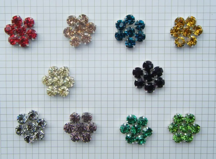 200 шт./лот 8 мм смешанные цвета Пришивные стеклянные стразы с серебряной