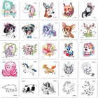 25 шт. с изображениями мультипликационных персонажей тату Единорог стикер с милой лошадкой и собака олень поддельные Taty детей и Серебрянного цвета татуаж Temporaire боди-арт Водонепроницаемый тату