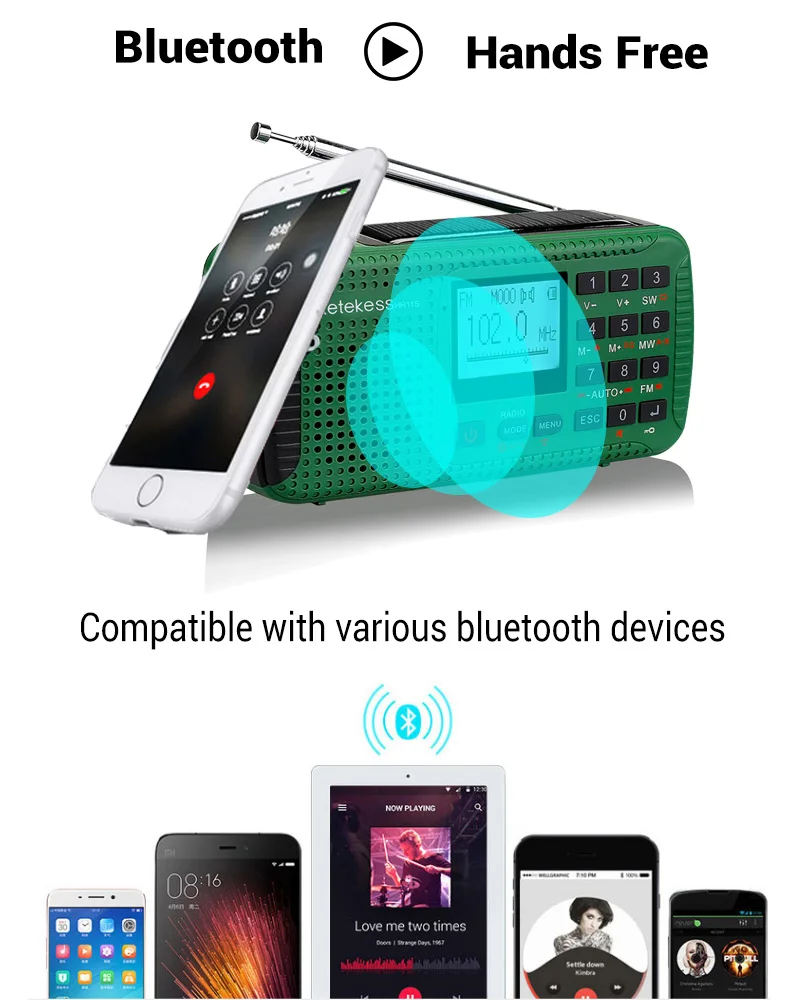 Retekess HR11S аварийное радио Рукоятка радио на солнечных батарейках FM/MW/SW Bluetooth MP3 цифровой плеер Регистраторы Портативный