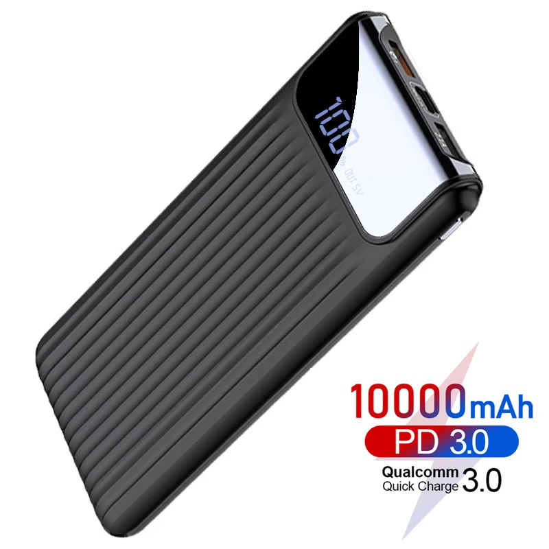 Black PD3.0 power Bank 10000 мАч Quick Charge 3,0 power bank для iPhone Xiaomi портативное зарядное устройство Внешняя батарея usb type C PD Poverbank - Цвет: Black