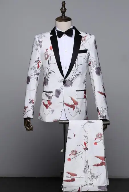 

Moderator dress male costumes male singer dress suit suit jacquard flower suit groom wedding dress