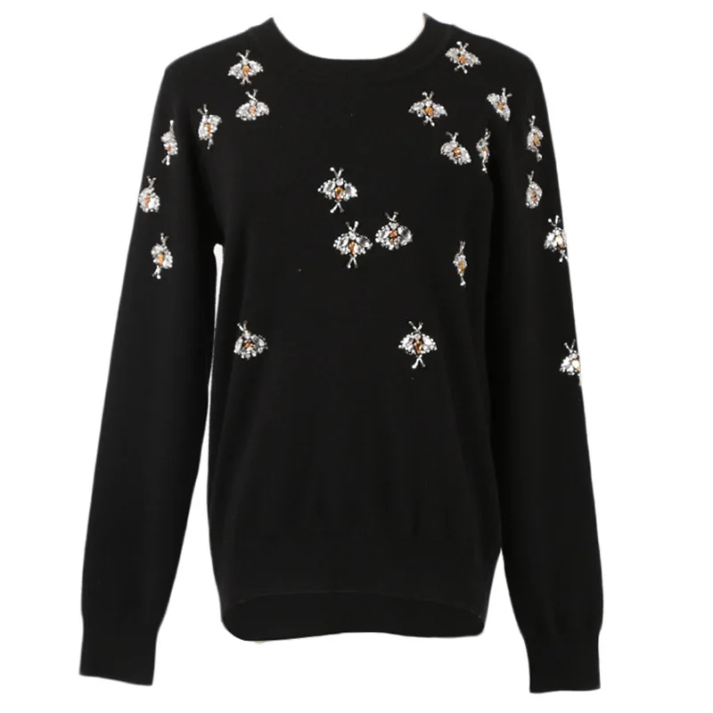 GRUIICEEN роскошный женский свитер с бусинами и Пчелой пуловеры новый дизайн вязаный