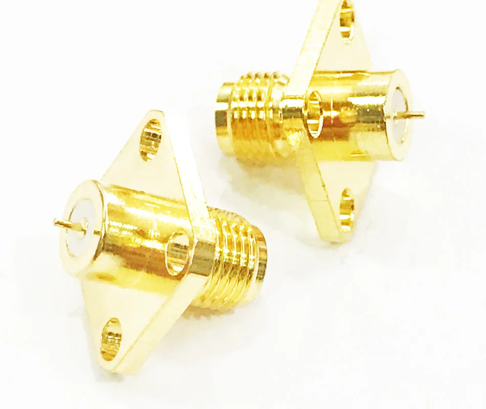 50 шт./лот золото RF SMA Jack Женский 4 отверстия панель крепление с припоем пост РФ разъем адаптера