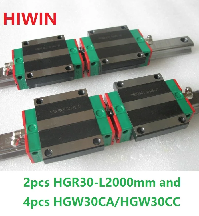 2 шт. 100% Оригинал Hiwin Линейная направляющая HGR30 L 2000 мм + 4 HGW30CA HGW30CC фланцевый блок