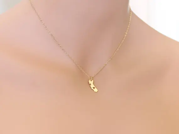 Ожерелье с изображением калифорнийской карты ожерелье сердцем США штат ка