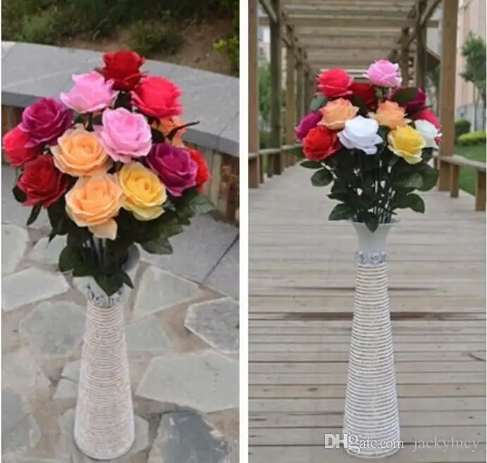 Элегантный белый искусственный Шелковый цветок розы свадебный букет для