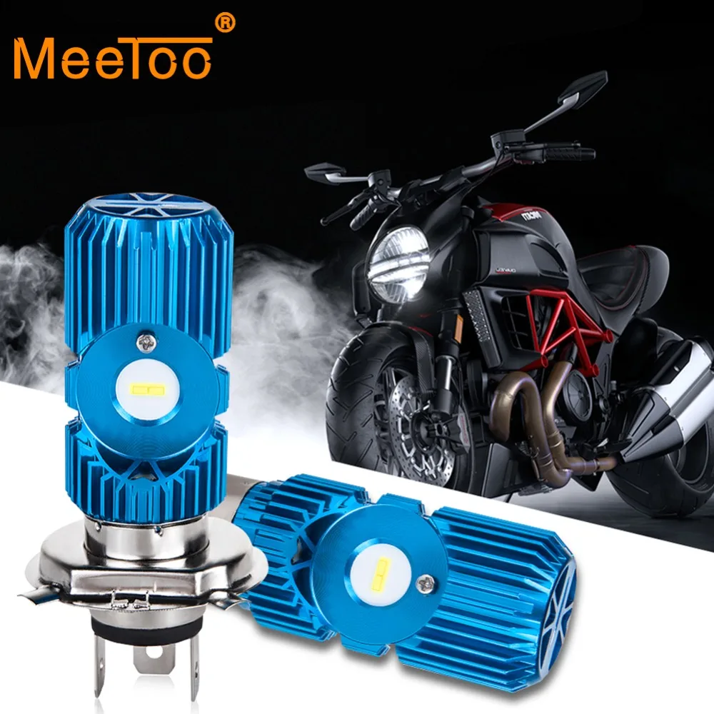 MeeToo BA20D H4 светодиодные фары для мотоцикла 12В дальнего и ближнего света 2400LM COB чип