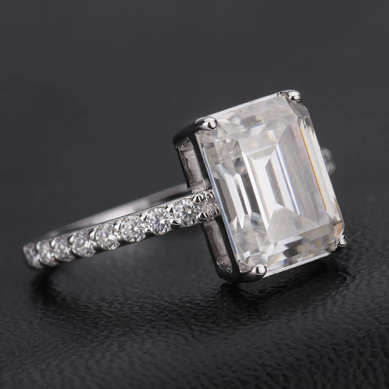 Модный дизайн 18k Белое Золото 2ct изумрудная огранка муассанит обручальное кольцо