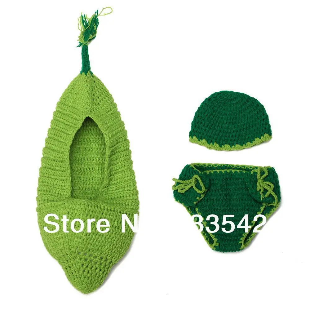 Green Bean Pod Boat Handmade Infant Hat 