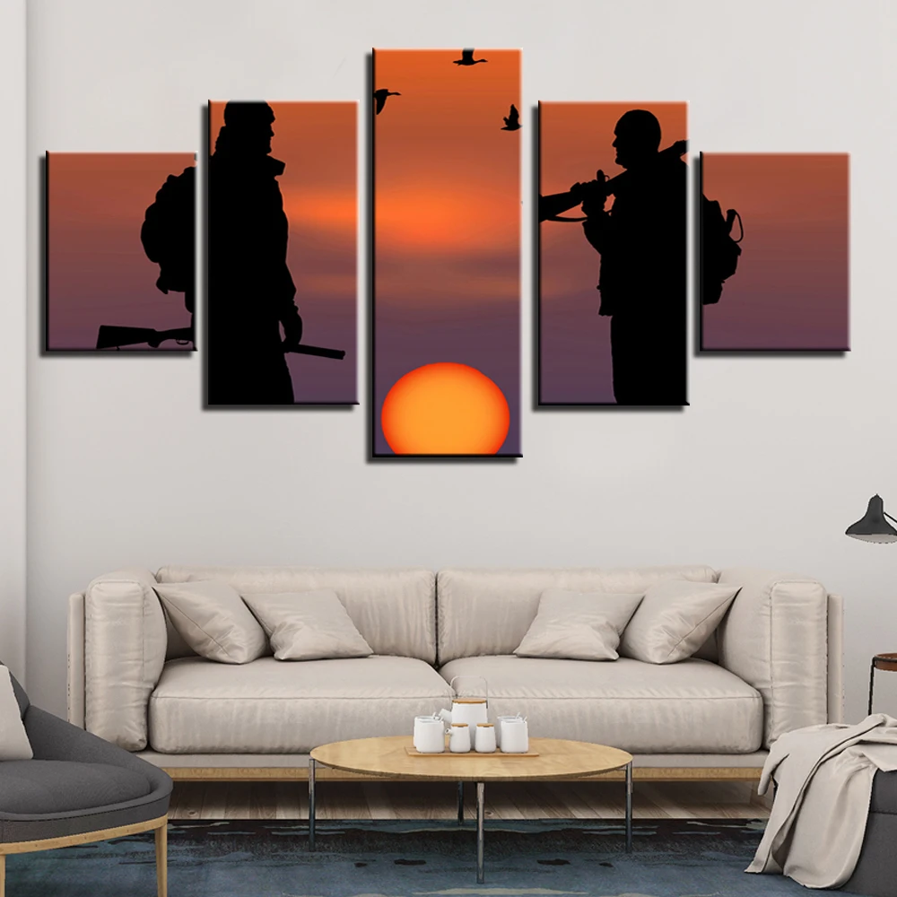Охотничьи фотографии 5 панелей настенная живопись на холсте домашний декор жикле