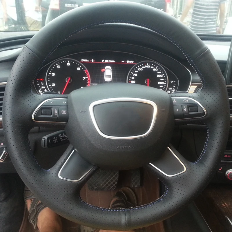 Оплетка на руль из натуральной кожи для Audi Q7 2012-2015 Q3 Q5 2013-2016 A4 (B8) 2014 2015 A6 (C7) 2014-2016 |
