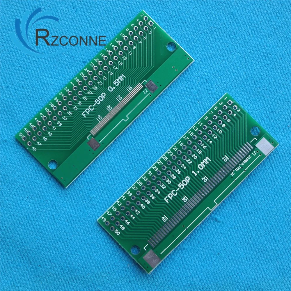 3pcs/lot 50P FFC FPC Adapter Plate 0.5MM/1.0MM Pitch to 2.54mm 50Pin Flat Cable Socket Connector for PCB Board TFT LCD new | Компьютеры и