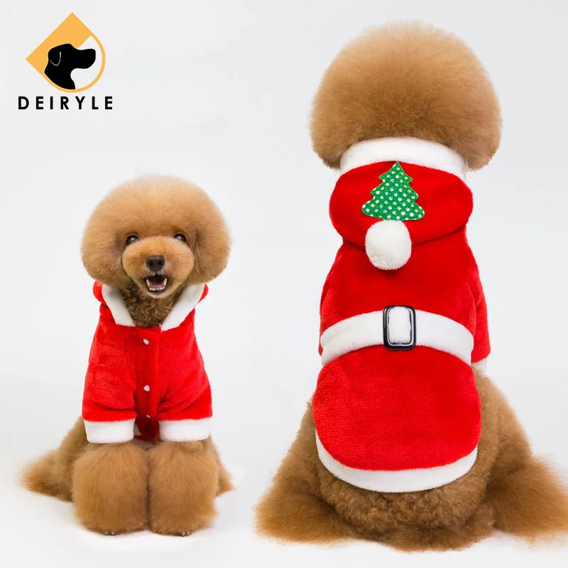 DEIRYLE Christmas Dog Cat Pet Costume Clothes Outfits Cute Winter Warm Flannel Jacket Coat Hoodie Jumpsuit Clothing | Дом и сад
