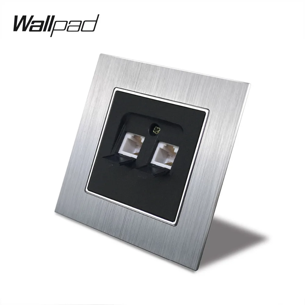

CAT6 Rj45 Double Data Tel with Claws Wallpad 110-250V Silver Satin Schuko European Standard Double Rj45 RJ11 Jack