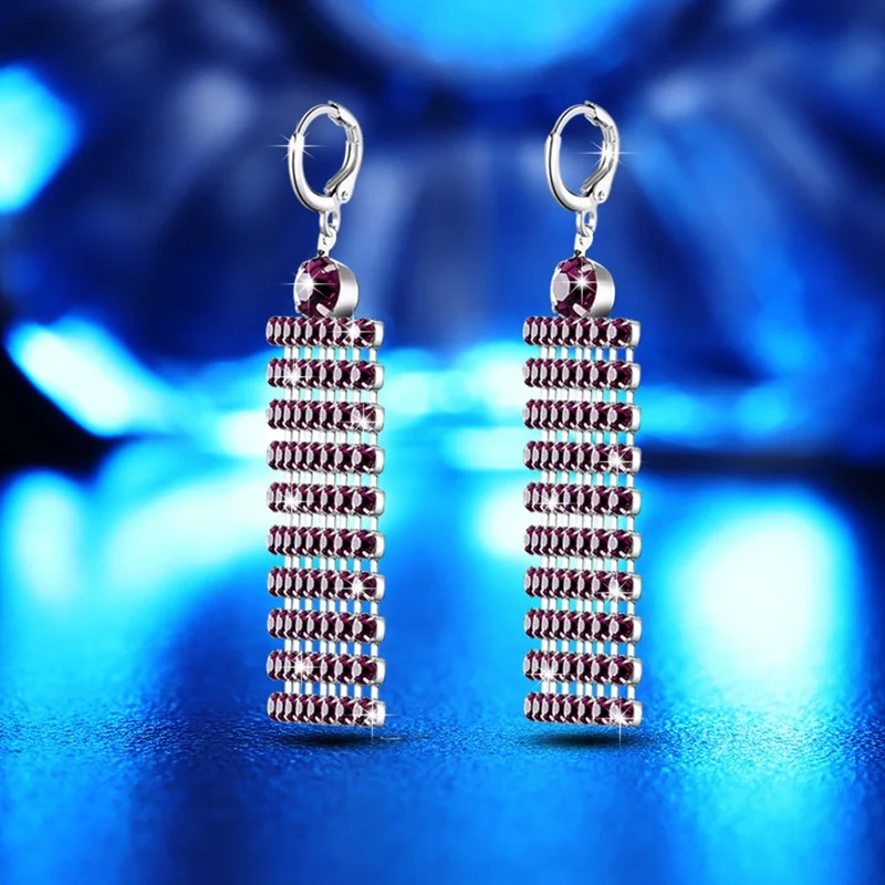 Серьги OMHXZJ из стерлингового серебра 30% пробы с красными длинными кисточками и
