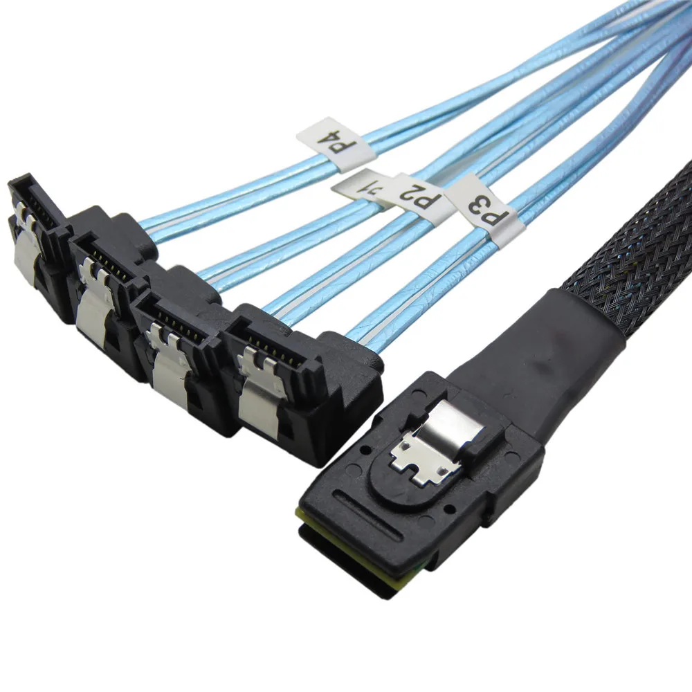 Mini SAS 36P SFF 8087 до 4 SATA 7Pin 90 градусов целевой кабель для передачи данных на жестком