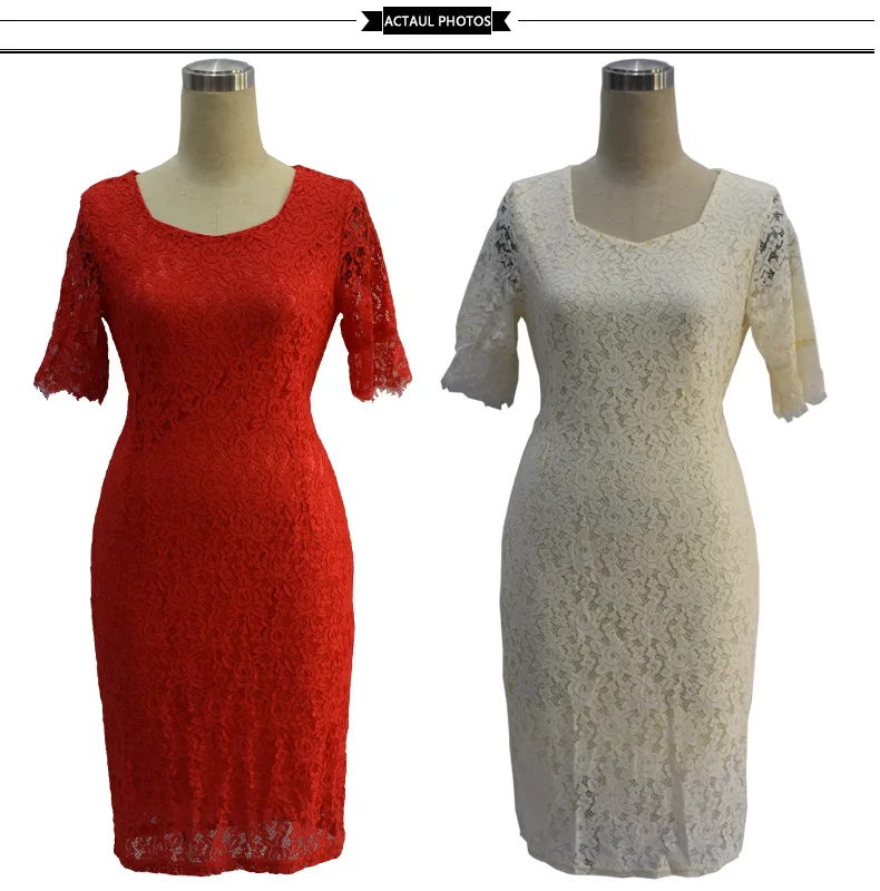 

2018 Elegant Lace bodycon Dress 5XL 6XL plus size women midi dress big size red white Evening Party dress vestidos femininos