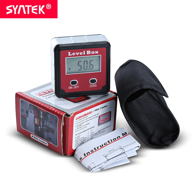 Syntek красный точность цифровой угломер и уровень box Цифровой электронный с базой
