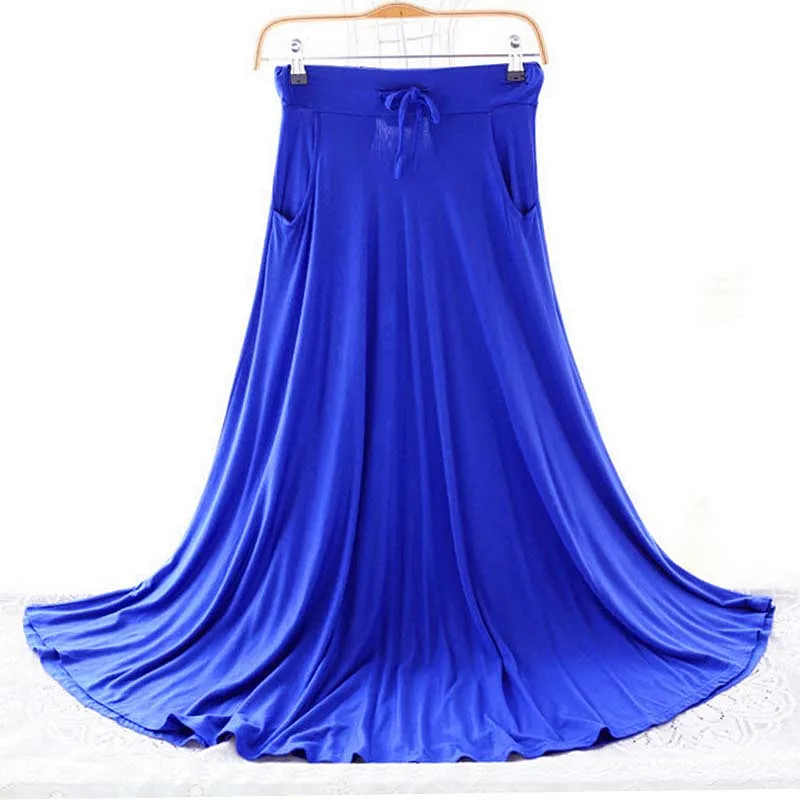 Женская длинная юбка средней длины повседневная плиссированная из модала серого