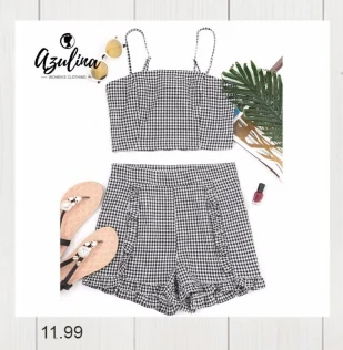 ZAFUL Набор из двух женщин Пляжный летний укороченный топ без рукавов и эластичные шорты с поясом Набор случайных женских костюмов