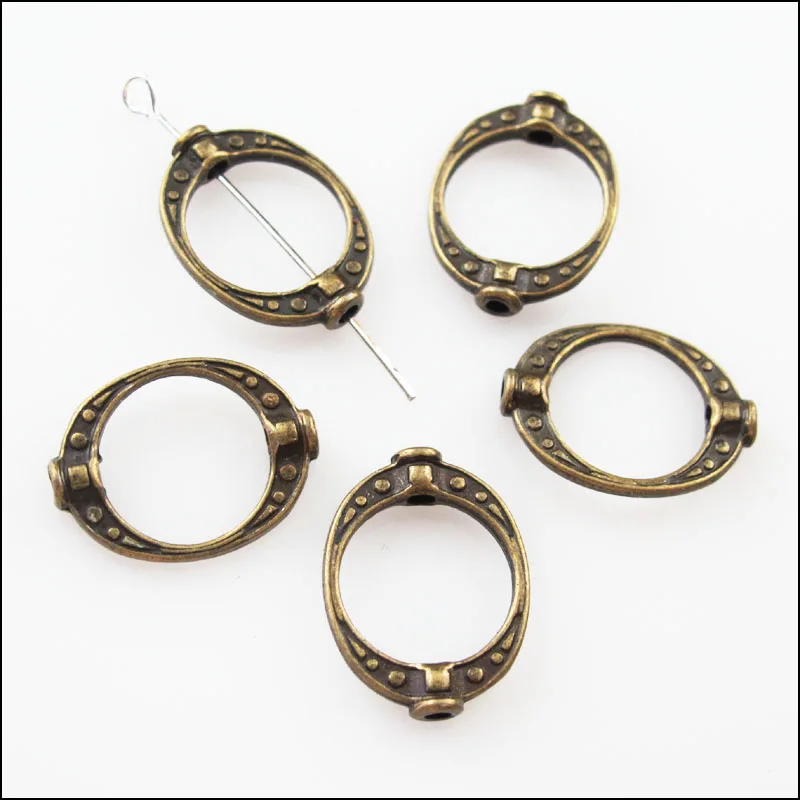 Новый 35 шт. состаренная бронза Цвет овальной формы в горошек рамку прокладки