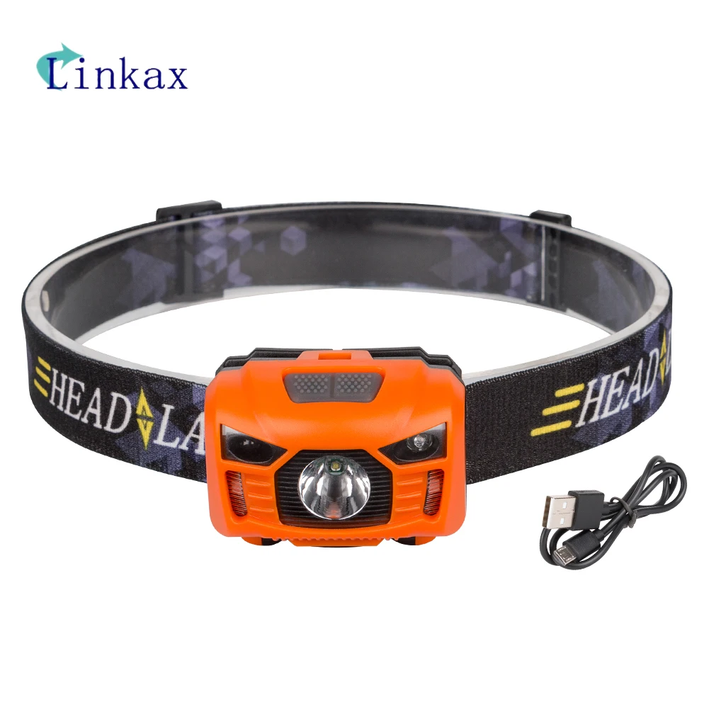 Индукционный головной мини фонарь с зарядкой от USB Головной со встроенной