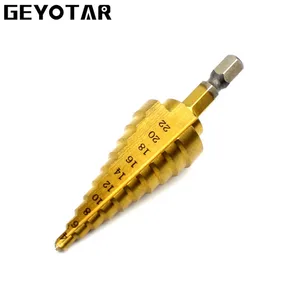 1 шт. шестигранное титановое ступенчатое Коническое сверло, резак для отверстий 4-22 мм HSS 4241 для металлообработки, сверления дерева, аксессуары для электроинструмента