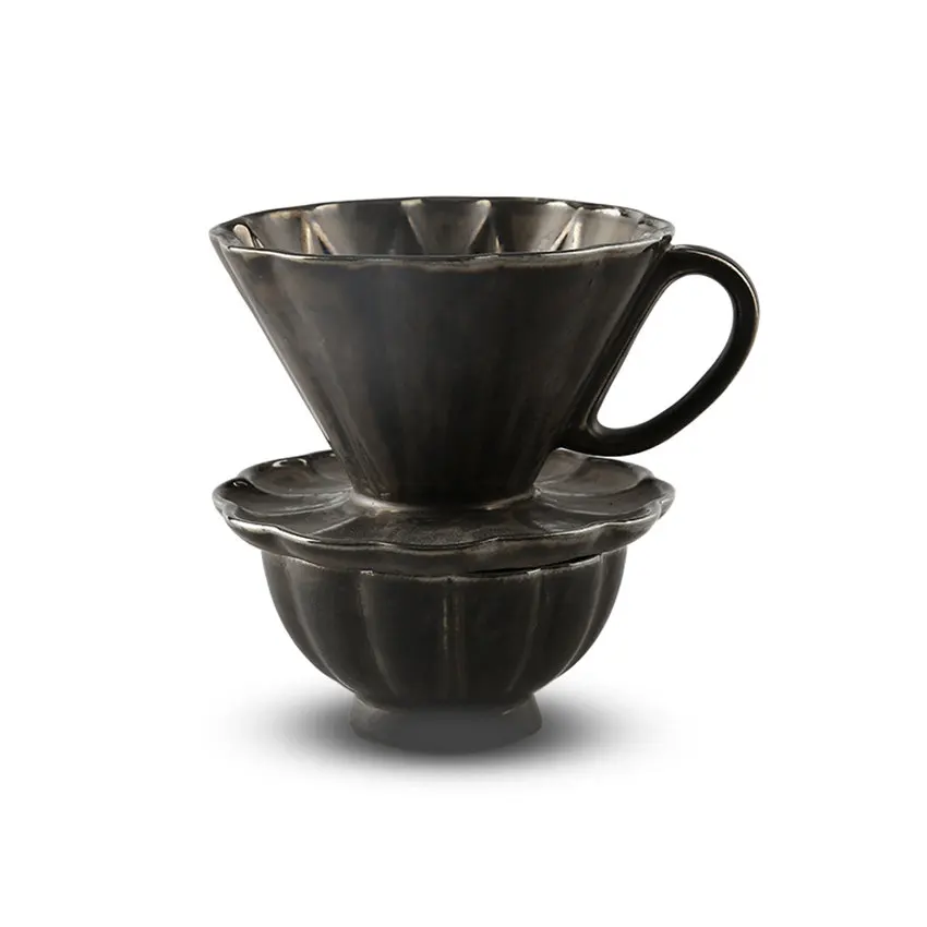 Black1-2 people Лепесток капельница керамическая чашка Кофеварка V60 кофе капельная кофе пивоварня розовый/зеленый/желтый эспрессо фильтры кофе аксессуары - Цвет: Black1-2 people