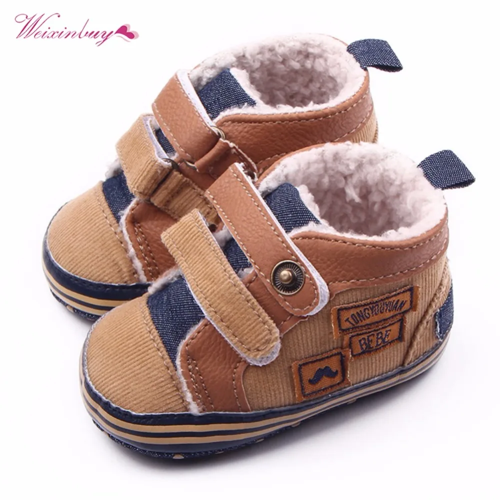 WEIXINBUY/Модная детская зимняя обувь на нескользящей подошве для новорожденных