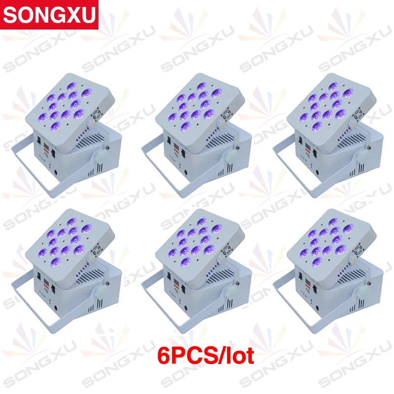 SONGXU 6 шт./лот 12x15 Вт 5 в 1 RGBWA беспроводной светодиодный светильник на батарейках с