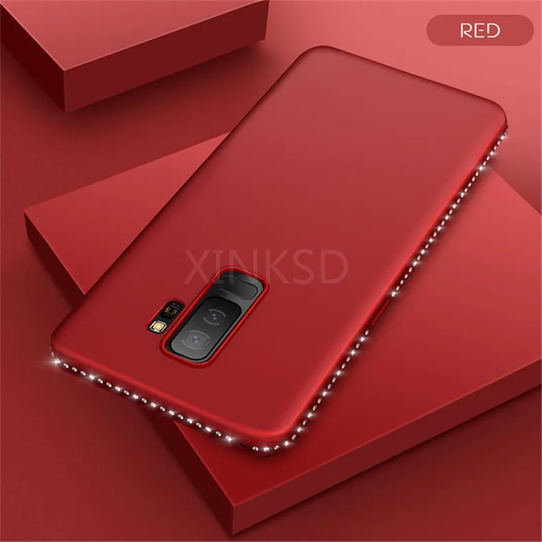 Чехол для samsung galaxy A8 A6 S8 S9 плюс A7 S7 край J5 J7 Prime A5 A3 J3 J5 J7 чехол мягкий чехол-накладка с блестящими кристаллами - Цвет: Red