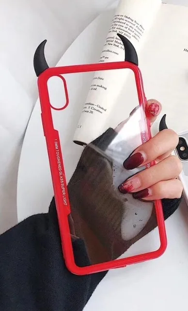 10 шт. iCasiber крутой прозрачный мягкий чехол с 3D рогом дьявола для iPhone XS MAX XR X 6 6S 7 8 Plus Защитные чехлы для телефонов Coque - Цвет: C