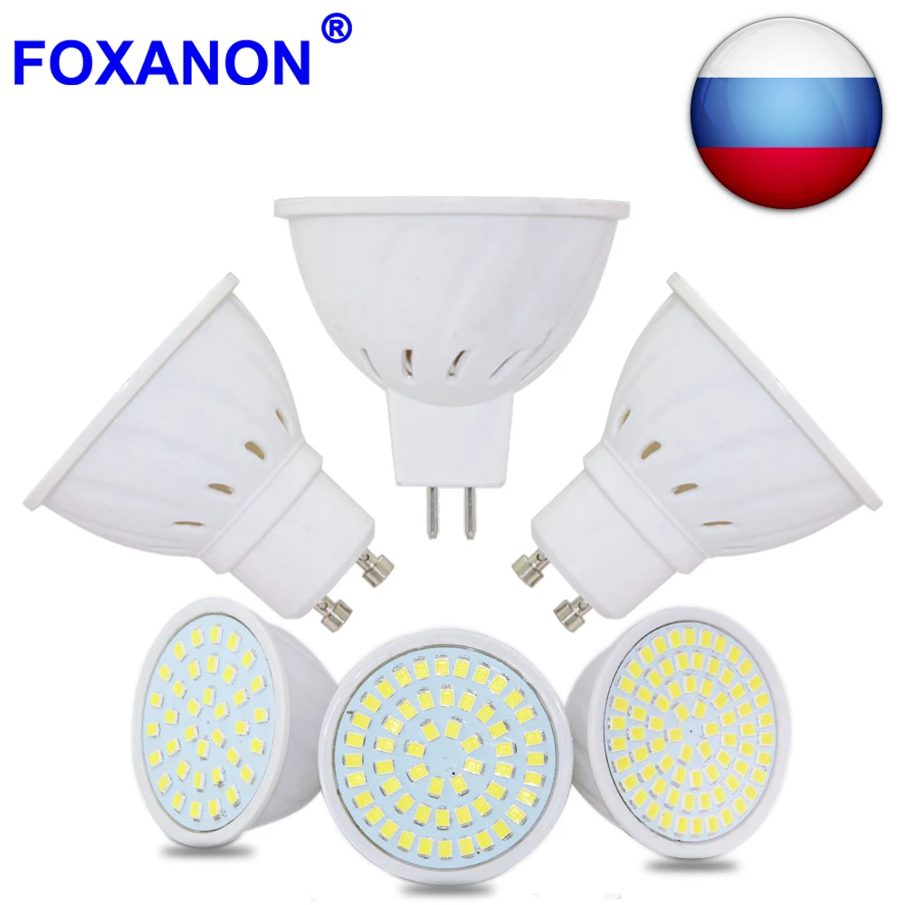 

Russian Warehouse Foxanon 220V LED Spotlight Lamp MR16 2835 Led Bulb GU10 8W 6W 4W Lampada Leds GU 5.3 Spotlights For Lighting