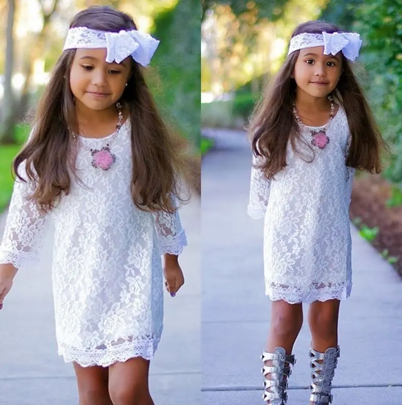 2018 Новое модное популярное белое кружевное праздничное платье принцессы для