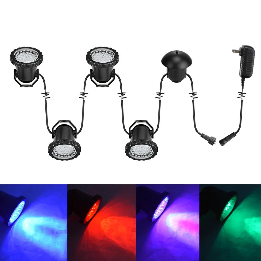 4 шт. IP68 режима освещения RGB светодиодный подводный прожектор лампа