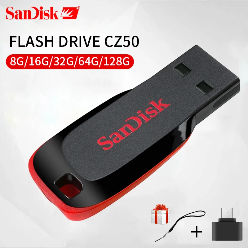 SanDisk USB флэш-накопитель форма лезвия U диск 4 ГБ 8 ГБ 16 ГБ 32 ГБ 64 ГБ 128 ГБ флеш-накопитель USB 2,0 карта памяти SDCZ50 для планшета и телефона