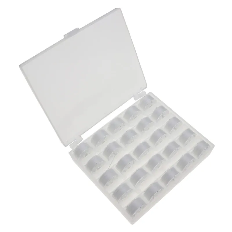 25PCS White bobbin Пустая коробка с 25 бобины для шитья машины пластиковые катушки для дома ручной работы аксессуары Швейные Инструменты - Цвет: 25PCS White bobbin