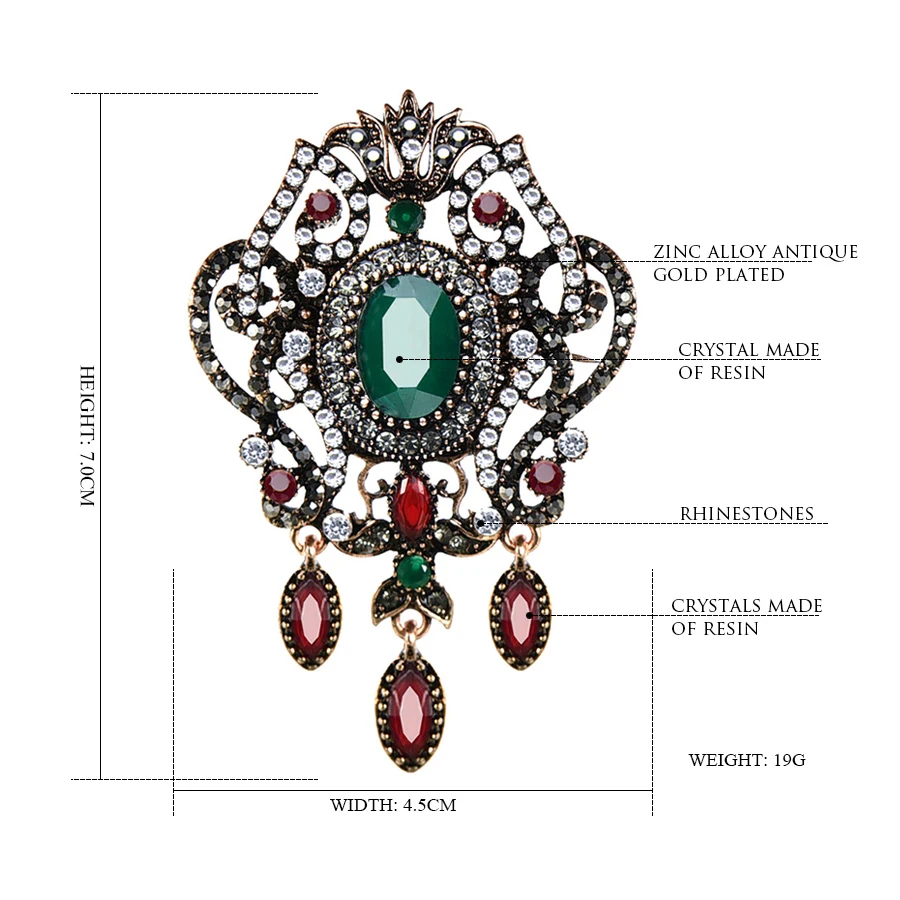 Этнические броши в виде цветка Арабески турецкие зеленые ювелирные изделия для