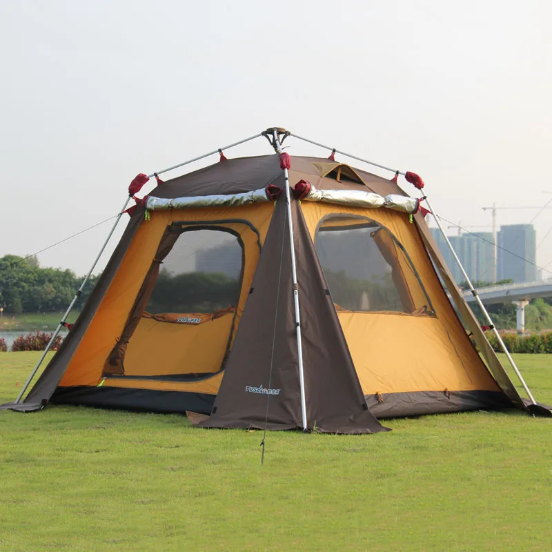 Verkaufen Neue 3-5 Person Doppel Schicht Pergola Automatische Aluminium Pole Zelt Outdoor Camping Zelt Familie Zelt