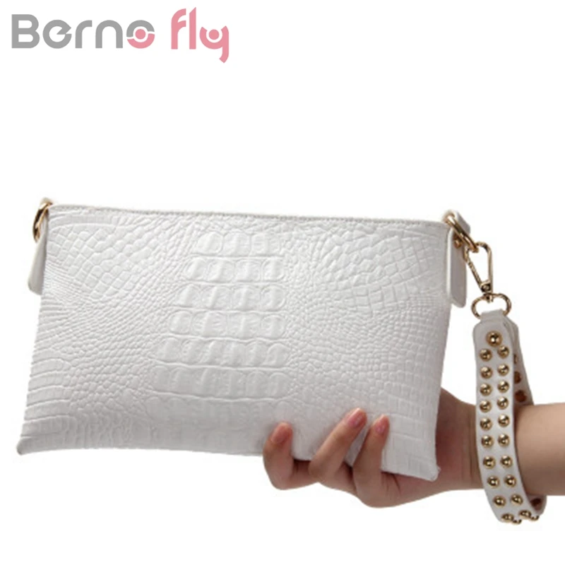BERNO Fly Белый Конверт вечерняя сумочка клатч с узором крокодиловая кожа женские