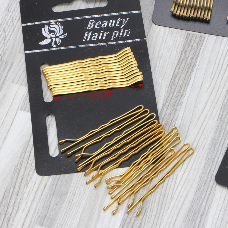 

96Pcs Hair Pins No Hurt for Hair Black Gold Daily Use Bobby Pins Alloy Wave Hair Clips Apparel Accessories Headwear