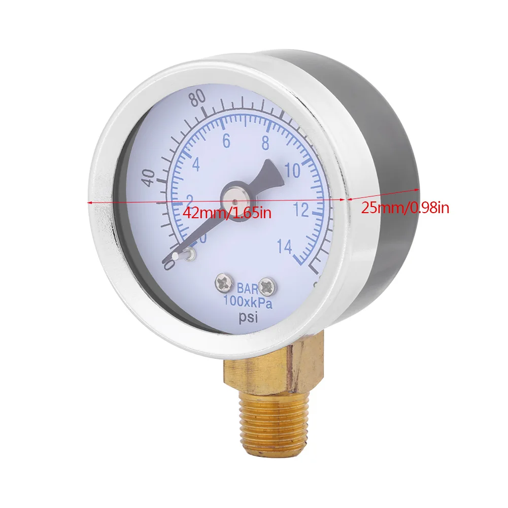 0-200psi 0-14bar измеритель давления в шинах 40 мм Циферблат метр 1/8 вакуумный манометр измерительный инструмент