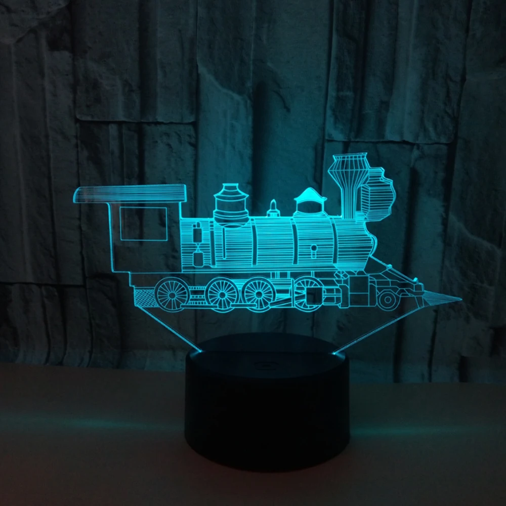 Детская игрушка для освещения 3d огни креативный поезд ночник новая необычная