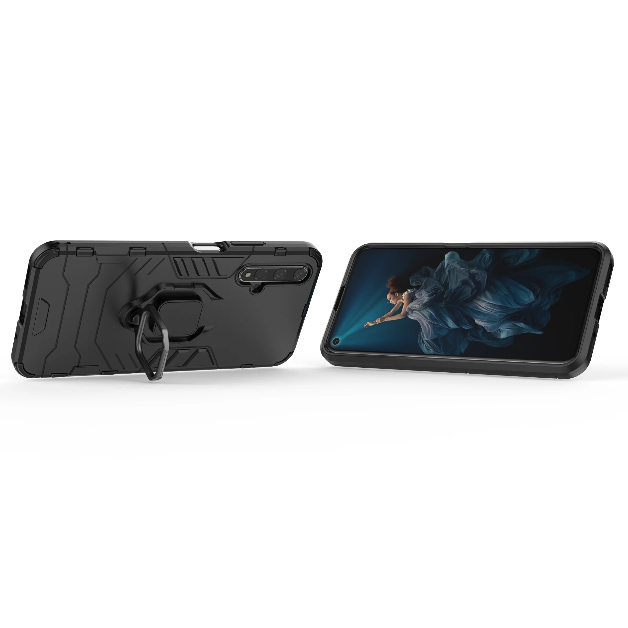 Гибридный чехол с кольцом-подставкой для Huawei Honor 20 Pro жесткий силиконовый +